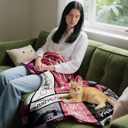 Blanket for Cat Mom Gifts, "Cat Mom", From Daughter Son, Birthday Christmas Holiday Everyday Encouragement, Inspirational