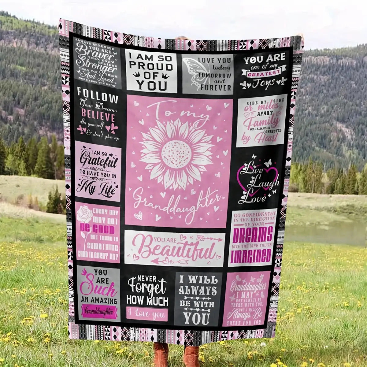 Blanket for Granddaughter Gifts - To my Granddaughter - From Grandma Grandpa, Birthday Christmas Graduation, Inspirational Motivational