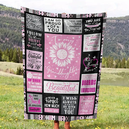 Blanket for Granddaughter Gifts - To my Granddaughter - From Grandma Grandpa, Birthday Christmas Graduation, Inspirational Motivational