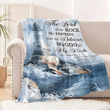 Motivational Blanket Gifts for Son - The Lord is my ROCK My FORTRESS and my Deliverer - From Parents, Birthday Christmas Graduation, Inspirational