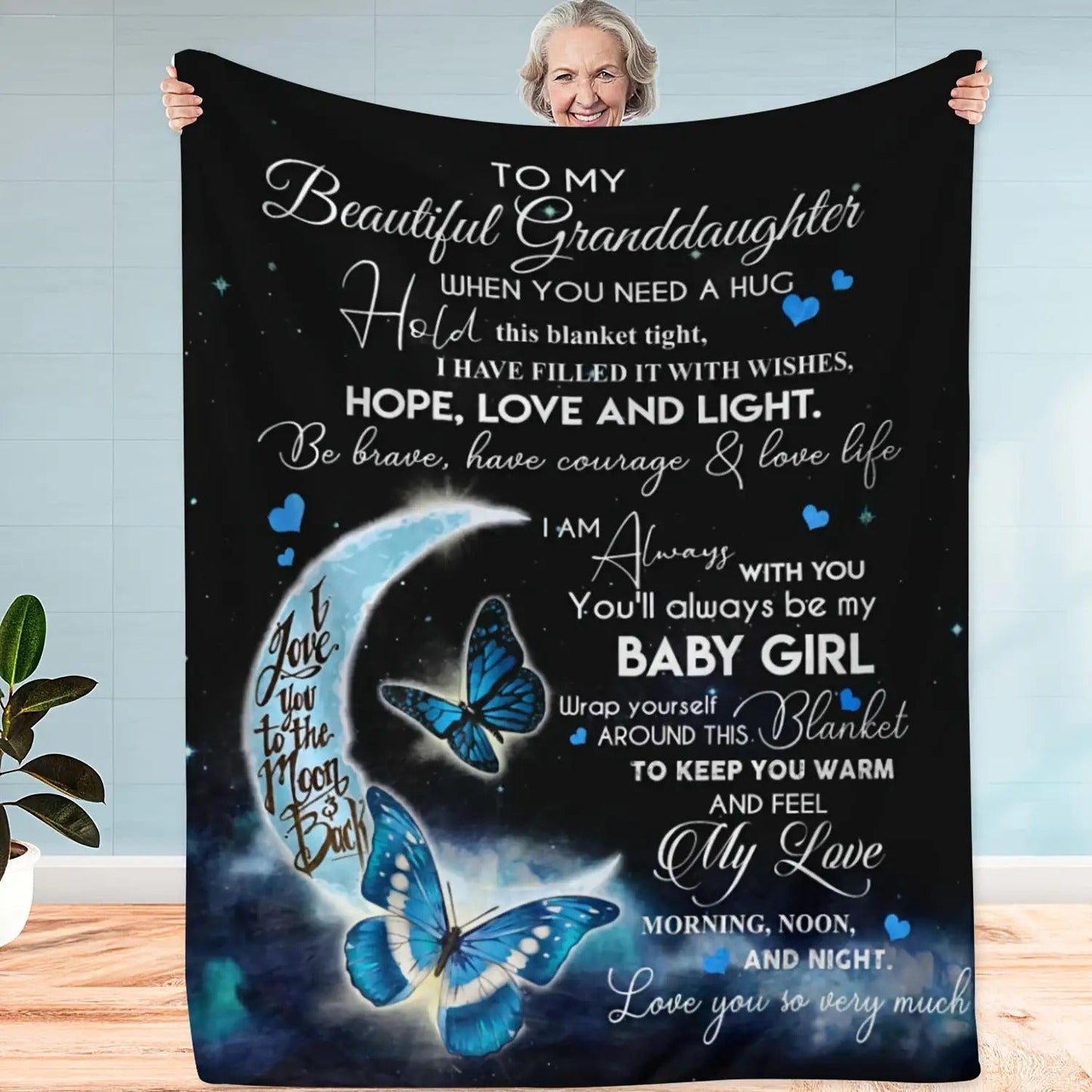 Blanket for Granddaughter Gifts - To My Beautiful Granddaughter When You Need a Hug Hold This Blanket Tight,” From Grandma Grandpa, Birthday Christmas Everyday Encouragement, Inspirational Love