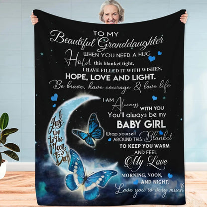 Blanket for Granddaughter Gifts - To My Beautiful Granddaughter When You Need a Hug Hold This Blanket Tight,” From Grandma Grandpa, Birthday Christmas Everyday Encouragement, Inspirational Love