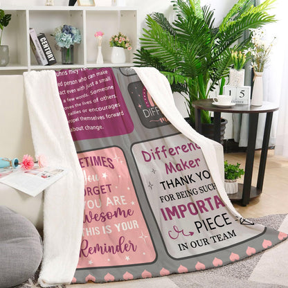 Blanket for Team Gifts, “Difference Maker Thank You for Being Such an Important Piece in Our Team”, From Coworkers, Birthday, Christmas, Inspirational