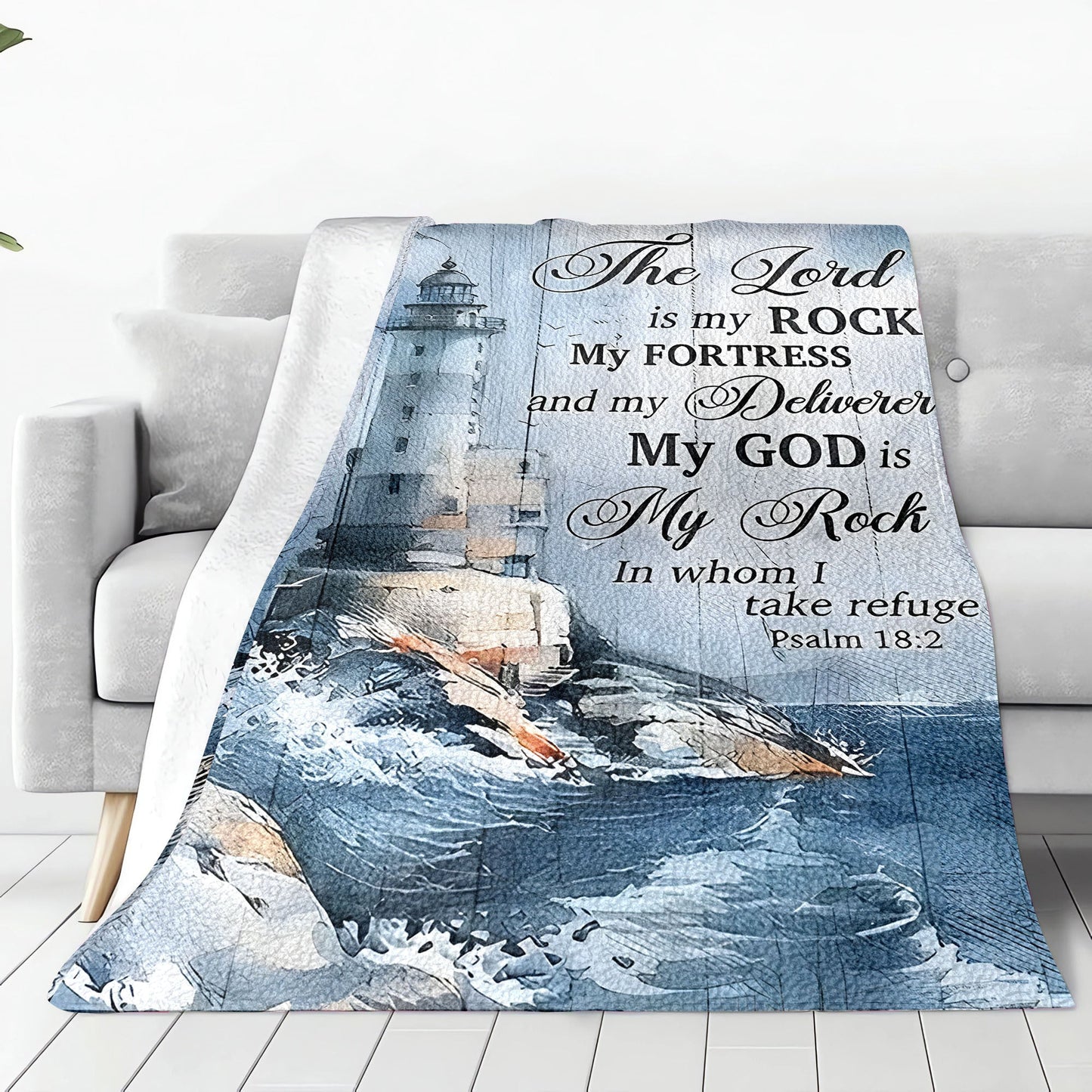 Motivational Blanket Gifts for Son - The Lord is my ROCK My FORTRESS and my Deliverer - From Parents, Birthday Christmas Graduation, Inspirational