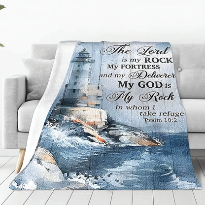Motivational Blanket Gifts for Son - The Lord is my ROCK My FORTRESS and my Deliverer - From Parents, Birthday Christmas Graduation, Inspirational