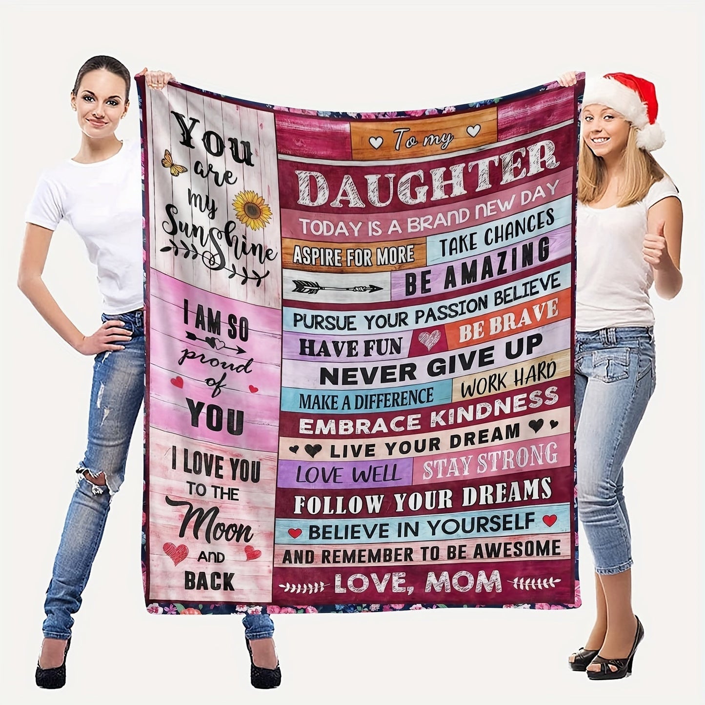 Blanket for Daughter Gifts - You Are My Sunshine I Am So Proud of You I Love You to the Moon and Back,” From Mom, Birthday Christmas Graduation Everyday Encouragement, Inspirational Motivational