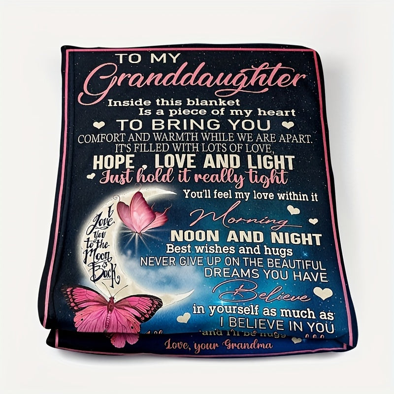 Blanket for Granddaughter Gifts - To My Granddaughter Inside This Blanket Is A Piece of My Heart To Bring You Hope Love and Light - From Grandma, Birthday Christmas Graduation, Inspirational Encouragement
