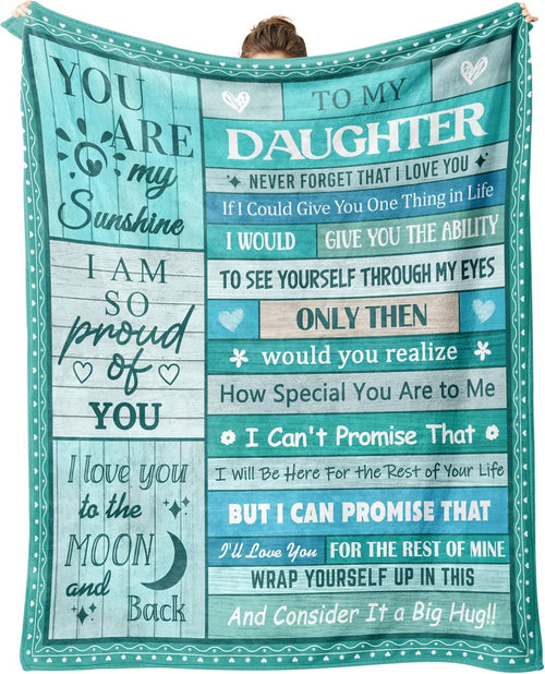 Blanket for Daughter Gifts, “You Are My Sunshine I Am So Proud of You I Love You to the Moon and Back”, From Mom Dad, Birthday, Christmas, Motivational Inspirational