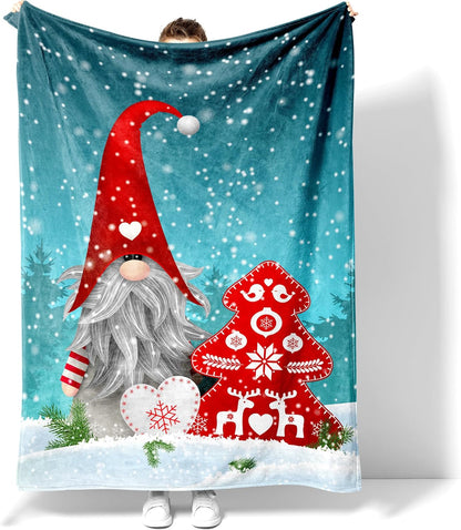 Blanket for Son Gifts, “Gnome and Christmas Tree with Love and Reindeer”, From Mom Dad, Birthday, Christmas, Holiday, Inspirational