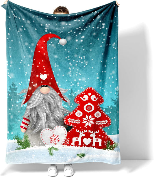 Blanket for Son Gifts, “Gnome and Christmas Tree with Love and Reindeer”, From Mom Dad, Birthday, Christmas, Holiday, Inspirational
