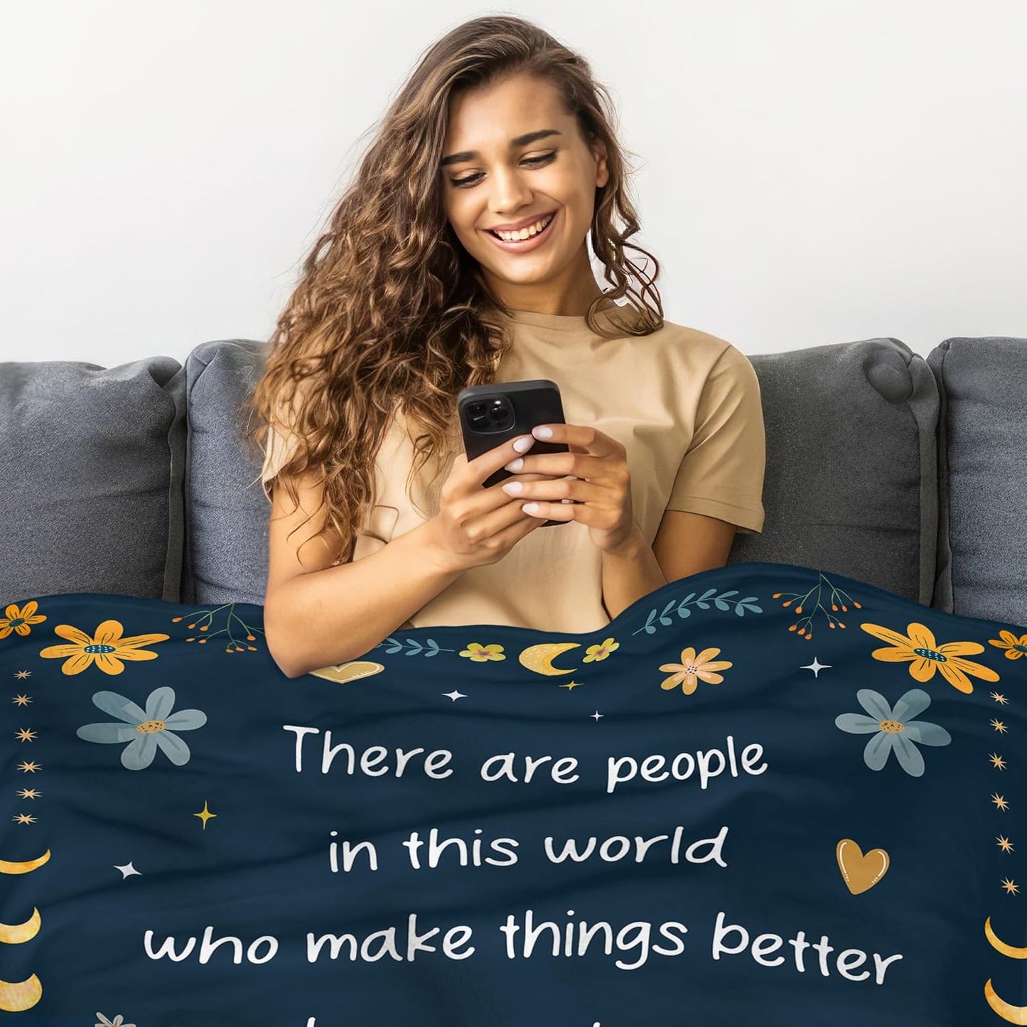 Blanket for Son Gifts, “There are people in this world who make things better... Thank you for being one of them”, From Mom Dad, Birthday Christmas Graduation, Inspirational Motivational