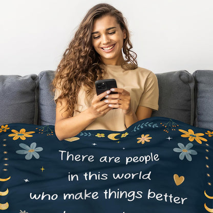 Blanket for Son Gifts, “There are people in this world who make things better... Thank you for being one of them”, From Mom Dad, Birthday Christmas Graduation, Inspirational Motivational
