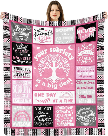 Blanket for Daughter Gifts, “Your Sobriety Is a Big Deal”, From Mom Dad, Birthday, Christmas, Graduation, Inspirational Motivational