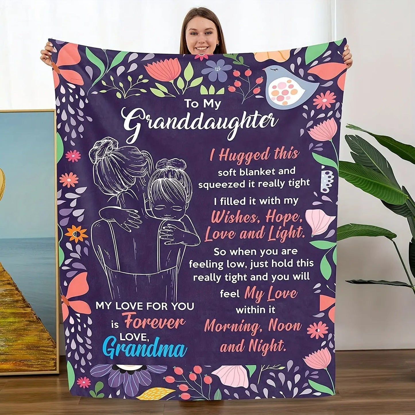 Gifts for Granddaughter Blanket - My Love for You is Forever Love, Grandma - From Grandma, Birthday, Christmas, Everyday Encouragement, Inspirational Love