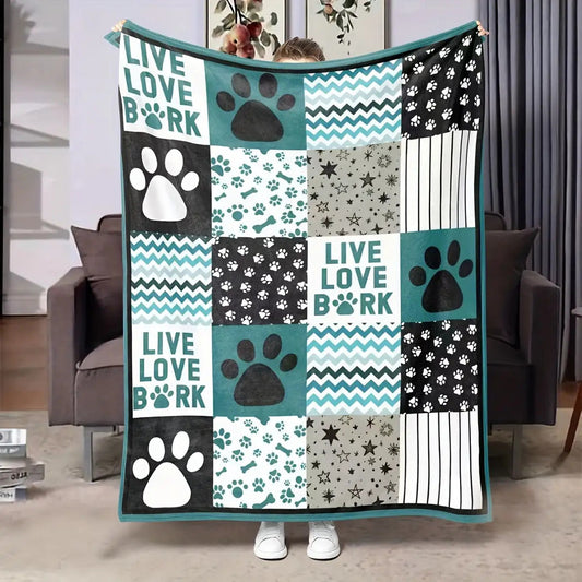 Gifts for Dog Lover Blanket - Live Love Bork - From Pet Parent, Birthday Christmas Everyday Encouragement, Inspirational Pets