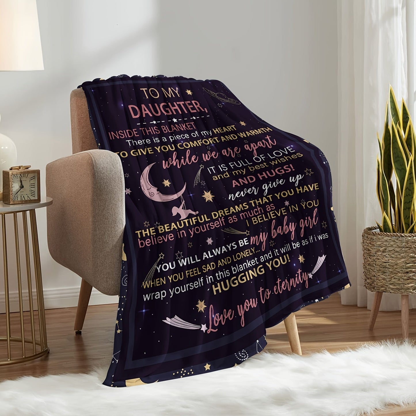 Blanket for Daughter Gifts - To My Daughter Inside This Blanket There Is a Piece of My Heart,” From Parents, Birthday, Christmas, Everyday Encouragement, Inspirational
