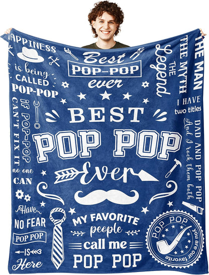 Gifts for Pop Pop Blanket, “Best Pop Pop Ever”, From Grandkids and Family, Birthday, Christmas, Everyday Encouragement, Inspirational