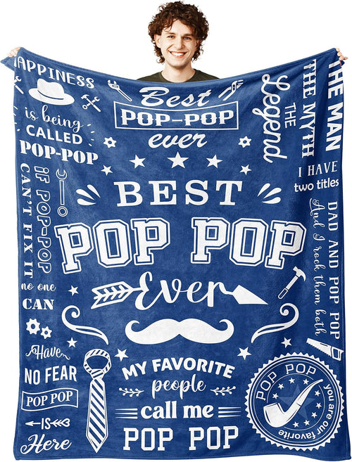 Gifts for Pop Pop Blanket, “Best Pop Pop Ever”, From Grandkids and Family, Birthday, Christmas, Everyday Encouragement, Inspirational
