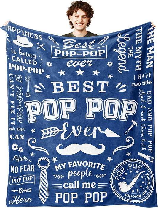 Gifts for Pop Pop Blanket, “Best Pop Pop Ever”, From Grandkids and Family, Birthday, Christmas, Everyday Encouragement, Inspirational
