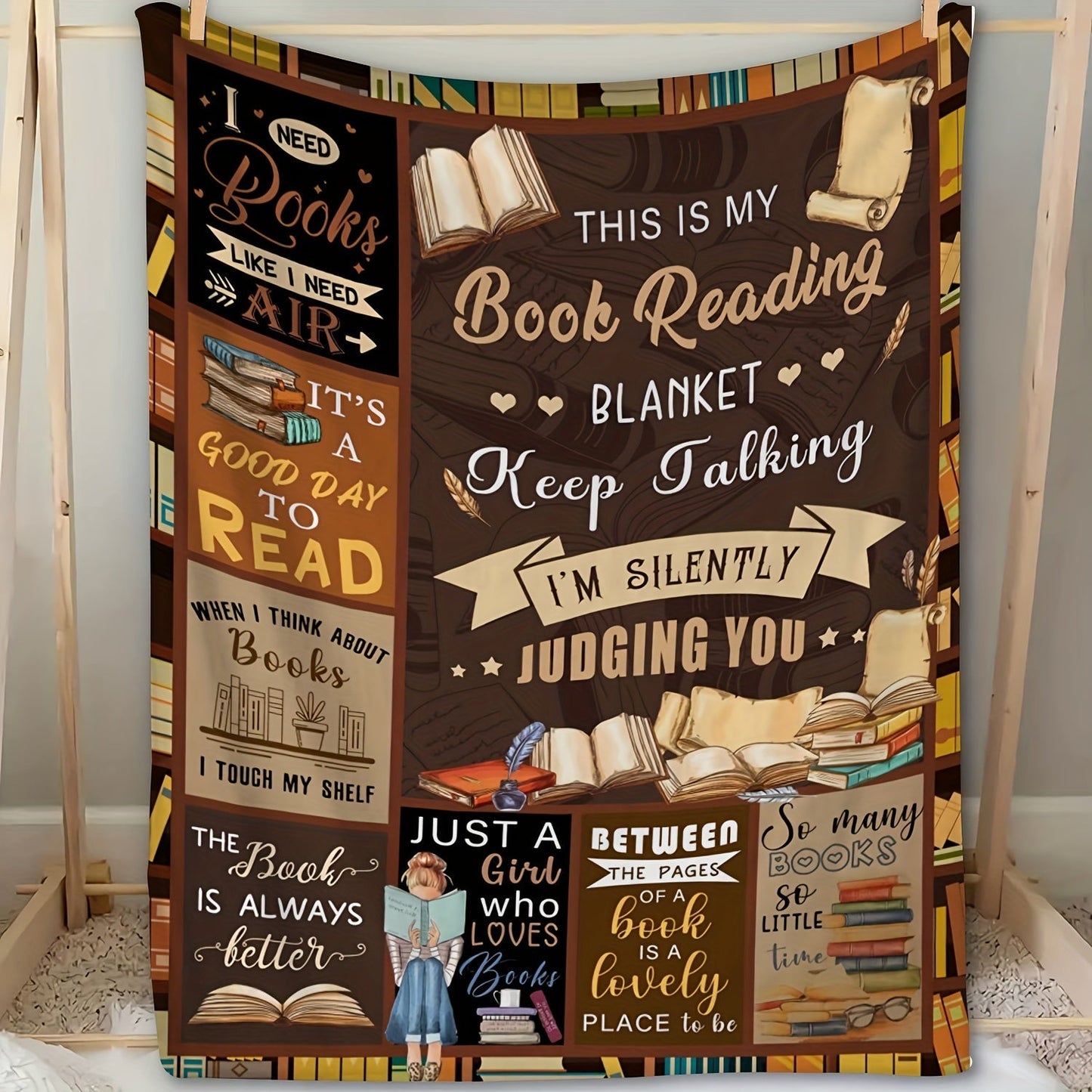 Gifts for Book Lovers Blanket - This is my Book Reading Blanket, Keep Talking I’m Silently Judging You - From Family, Birthday, Christmas, Everyday Encouragement, Inspirational Motivational