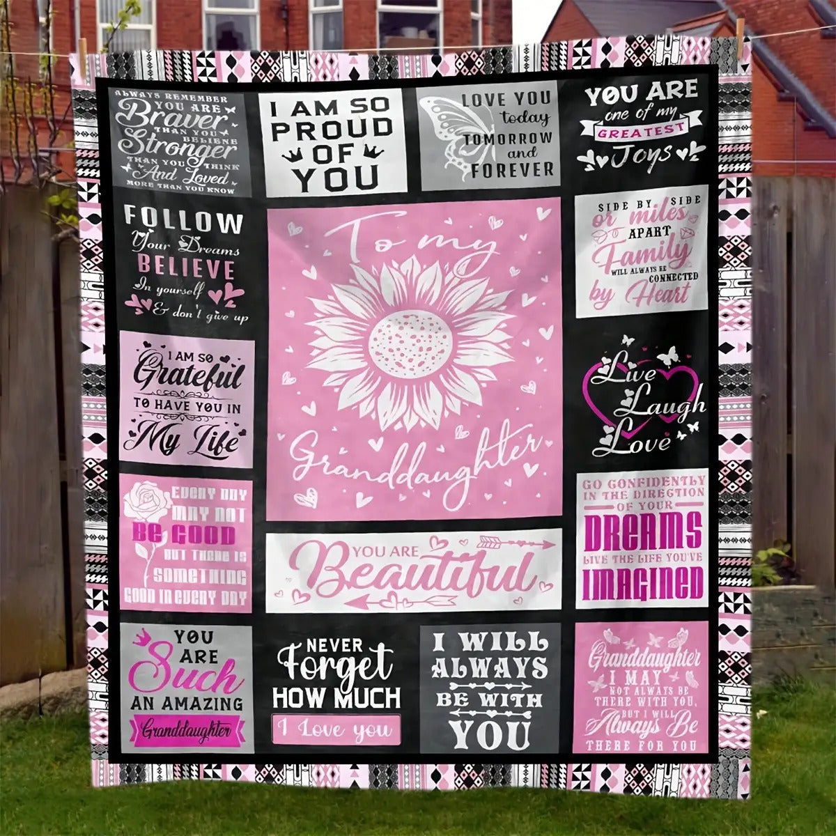 Blanket for Granddaughter Gifts - To my Granddaughter - From Grandma Grandpa, Birthday Christmas Graduation, Inspirational Motivational