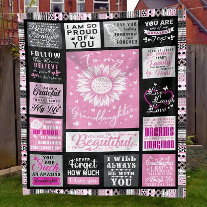 Blanket for Granddaughter Gifts - To my Granddaughter - From Grandma Grandpa, Birthday Christmas Graduation, Inspirational Motivational