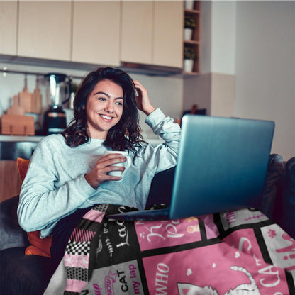 Gift for Cat Lover Blanket - Just a Girl Who Loves Cats - From Family, Birthday, Christmas, Everyday Encouragement, Inspirational, Motivational