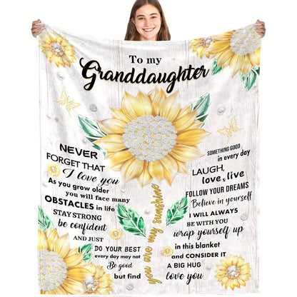 Gifts for Granddaughter Blanket, "To my Granddaughter Never Forget That I Love You", From Grandparents, Birthday, Christmas, Everyday Encouragement, Inspirational Motivational