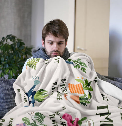 Blanket for Plant Lover Gifts, “Things I Do In My Spare Time”, From Friends Family, Birthday Christmas Holiday, Inspirational Theme