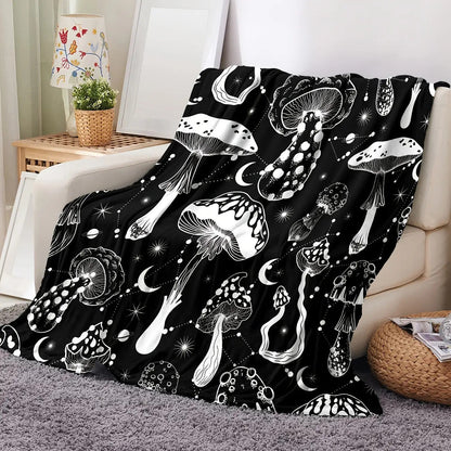 Gifts for Mushroom Lovers Blanket, "Magic Mushrooms and Moons", From Friends, Birthday, Holiday, Everyday Encouragement, Mystical Design