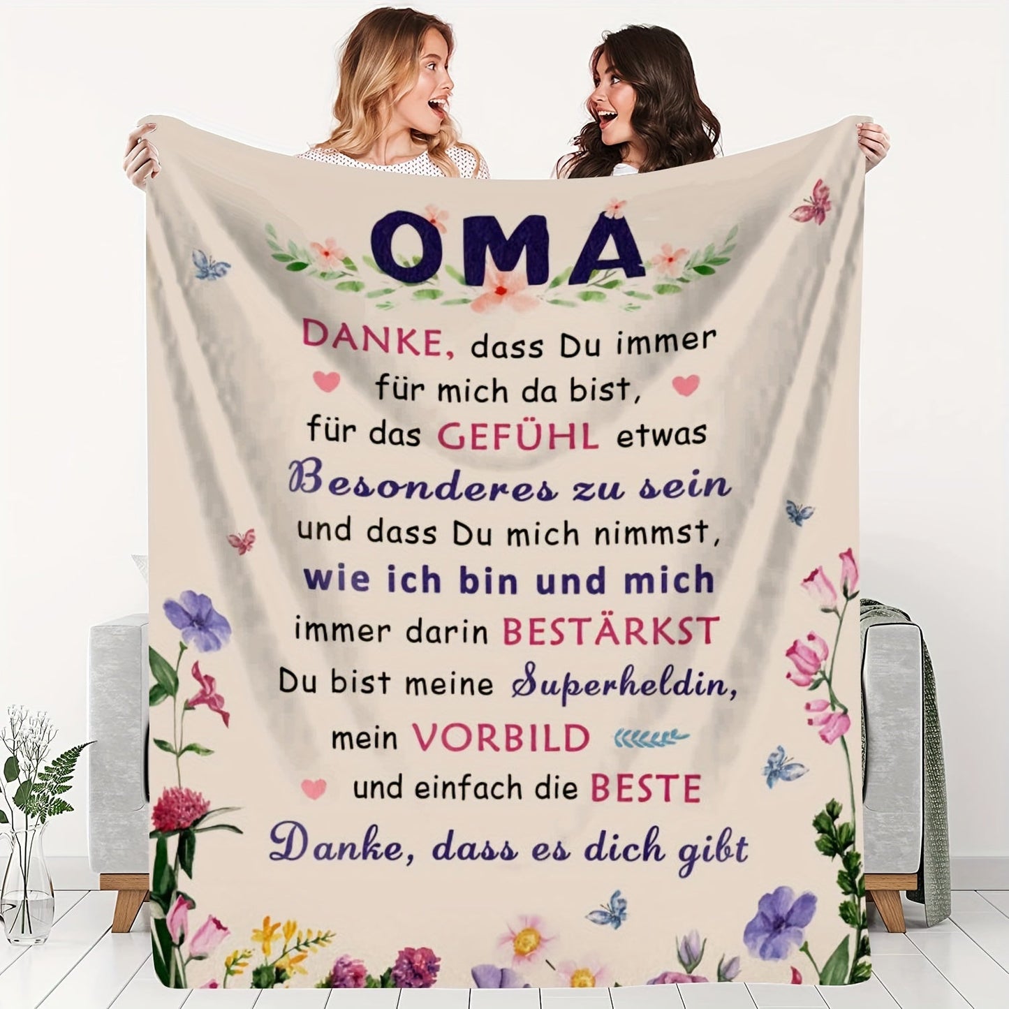 Blanket for Oma Gifts, “Danke, dass Du immer für mich da bist”, From Grandchild, Birthday, Christmas, Everyday Encouragement, Inspirational