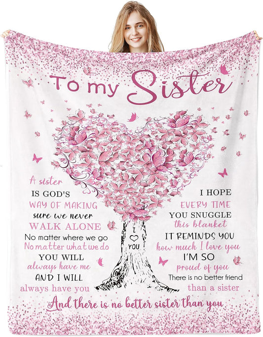 Blanket for Sister Gifts, “And there is no better sister than you”, From Sister, Birthday Christmas Holiday Everyday Encouragement, Inspirational
