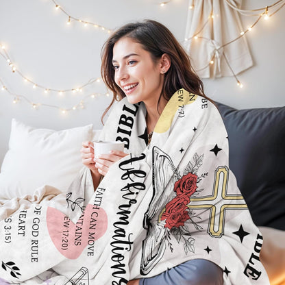 Blanket for Son Gifts, “My Daily Bible Affirmations”, From Mom and Dad, Birthday, Christmas, Everyday Encouragement, Inspirational