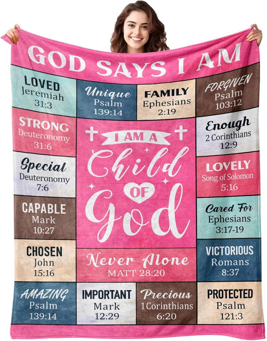 Blanket for Daughter Gifts, “I Am a Child of God”, From Mom Dad, Birthday, Christmas, Everyday Encouragement, Inspirational Theme
