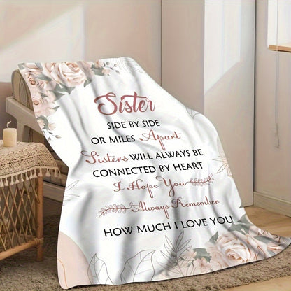 Gifts for Sister Blanket - Sister Side by Side or Miles Apart Sisters Will Always Be Connected by Heart,” From Sibling, Birthday, Christmas, Everyday Encouragement, Inspirational