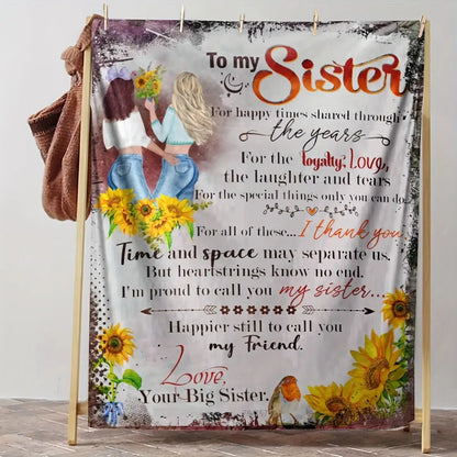 Gifts for Sister Blanket - To my Sister For happy times shared through the years - From Big Sister, Birthday, Christmas, Everyday Encouragement, Inspirational