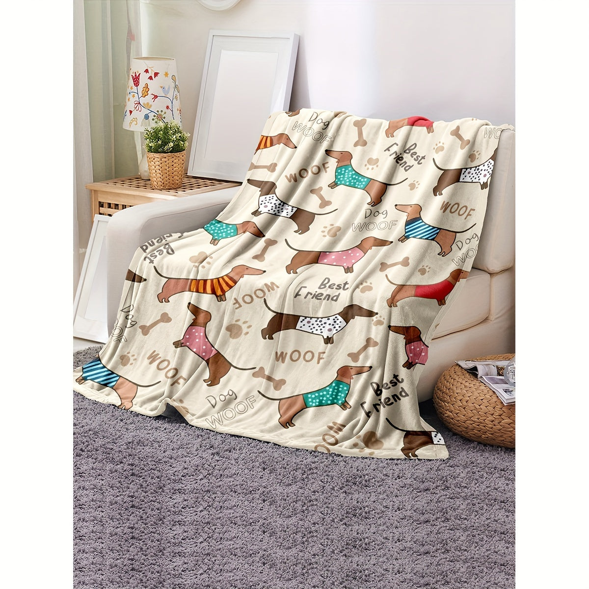 Blanket for Son Gifts, “Best Friend Woof”, From Mom Dad, Birthday Christmas Graduation Everyday Encouragement, Inspirational