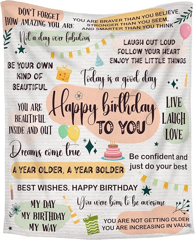 Blanket for Daughter Gifts, “Happy birthday to you”, From Mom Dad, Birthday Christmas Graduation Holiday, Inspirational Motivational