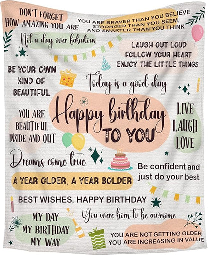 Blanket for Daughter Gifts, “Happy birthday to you”, From Mom Dad, Birthday Christmas Graduation Holiday, Inspirational Motivational