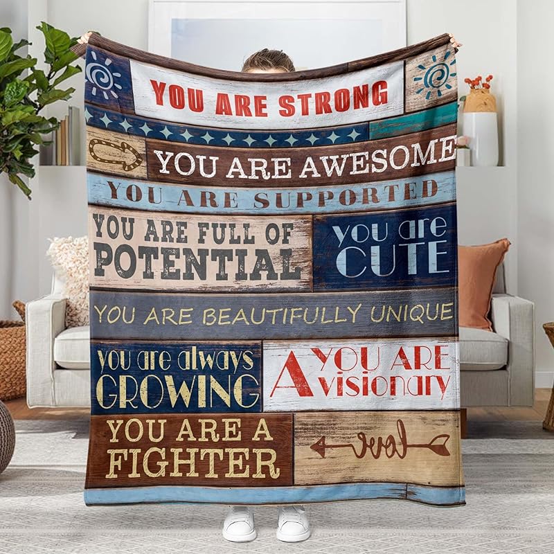 Blanket for Son Gifts, “You Are an Overcomer”, From Parents, Birthday, Christmas, Graduation, Inspirational, Motivational