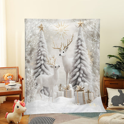 Blanket for Son Gifts, “Merry Christmas Deer Winter”, From Mom Dad, Christmas Birthday Holiday, Inspirational Motivational