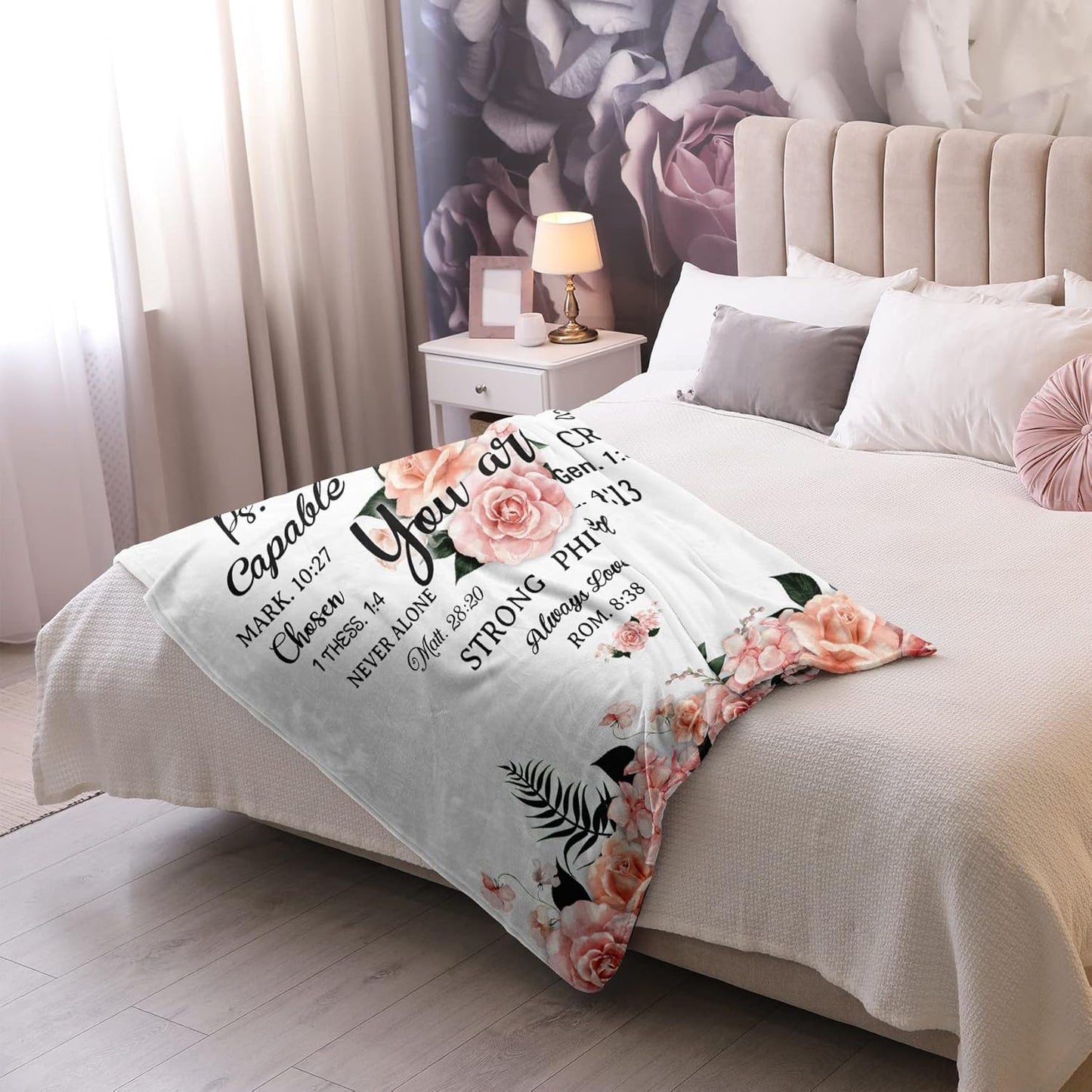 Gifts for Daughter Blanket, “You are Amazing Capable Chosen Loved Strong Created”, From Mom Dad, Birthday Christmas Graduation, Inspirational