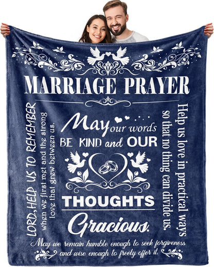 Blanket for Couple Gifts, “Marriage Prayer May Our Words Be Kind and Our Thoughts Gracious”, From Husband Wife, Birthday Christmas Anniversary, Inspirational Faith