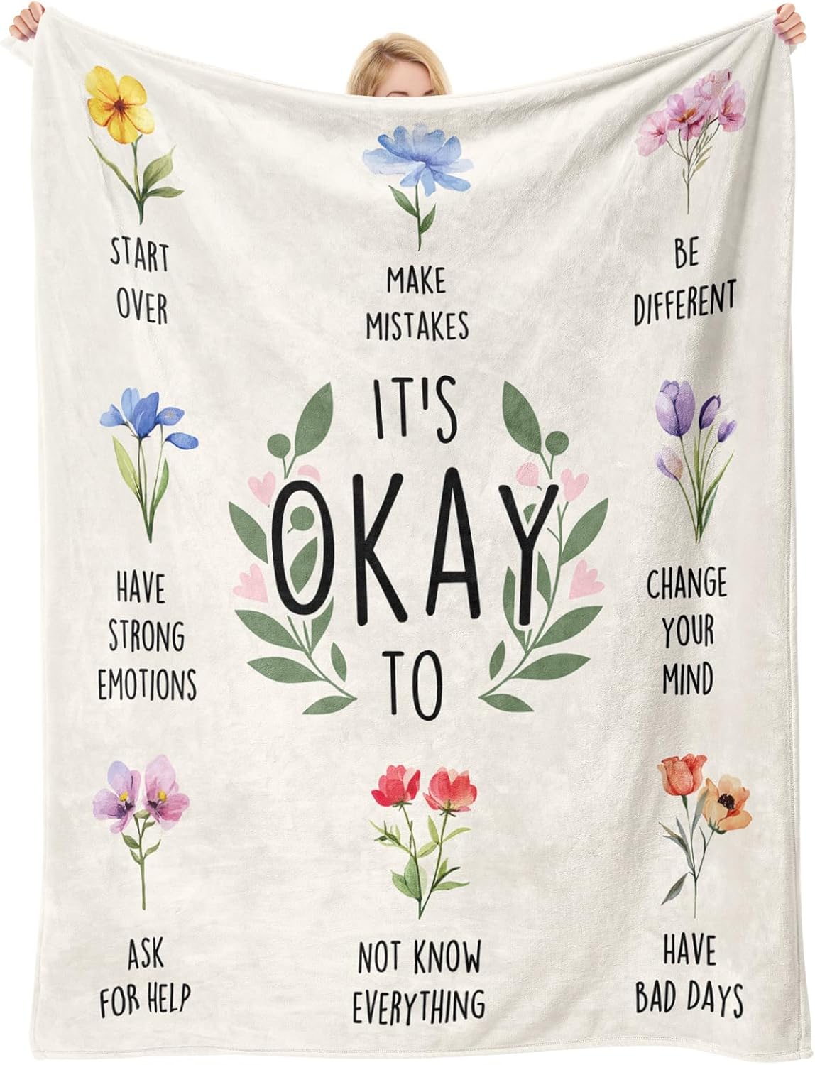 Blanket for Son Gifts, “It’s Okay To Make Mistakes, Start Over, Be Different”, From Mom Dad, Birthday, Christmas, Graduation, Inspirational