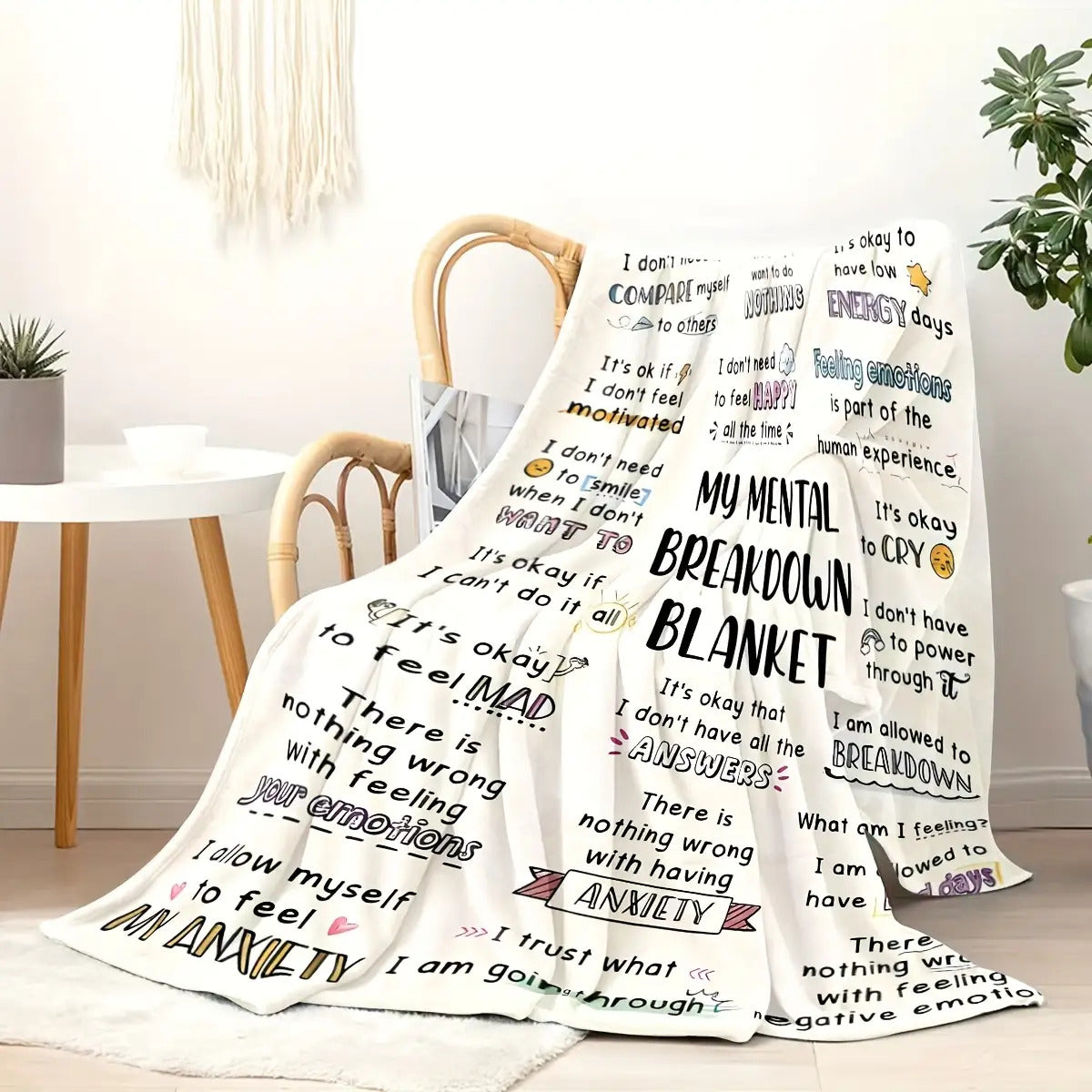Mental Health Blanket for Gifts - My Mental Breakdown Blanket - From Family Friends, Birthday Christmas Everyday Encouragement, Inspirational Motivational