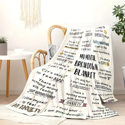 Mental Health Blanket for Gifts - My Mental Breakdown Blanket - From Family Friends, Birthday Christmas Everyday Encouragement, Inspirational Motivational