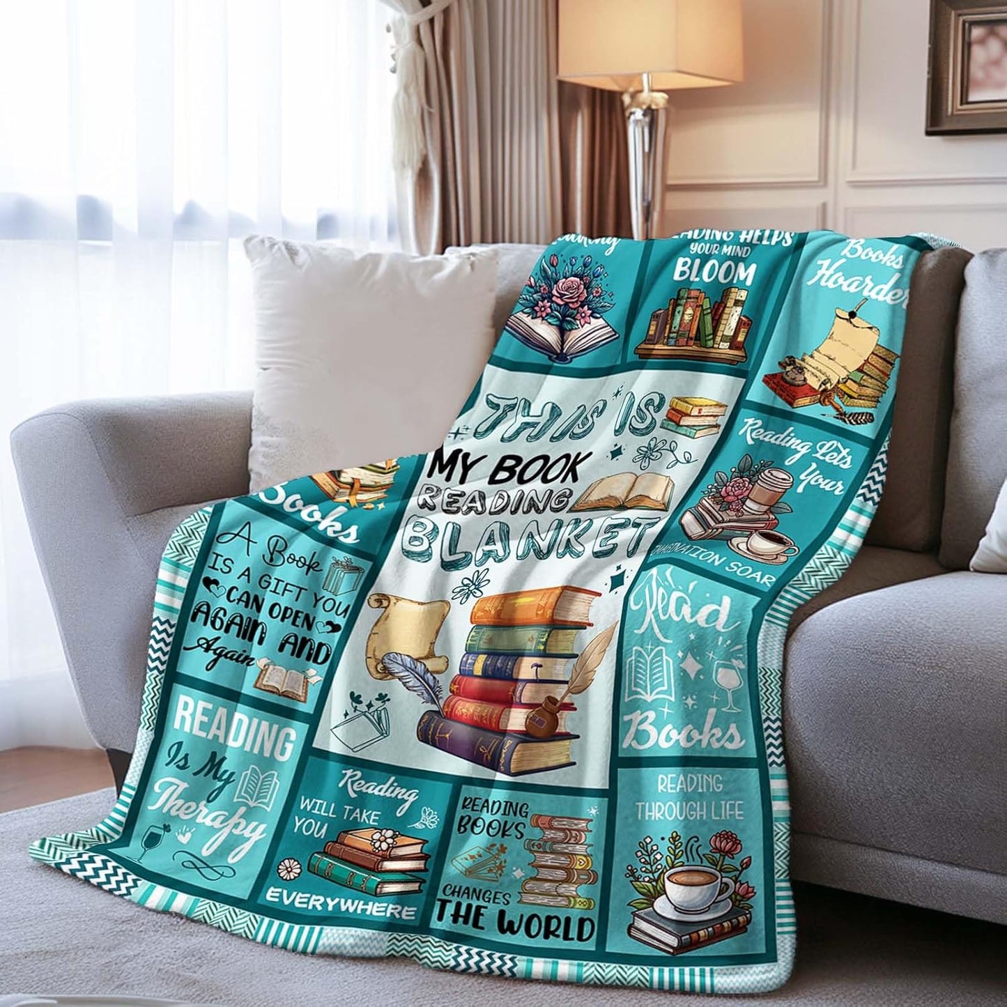 Blanket for Book Lover Gifts, “This Is My Book Reading Blanket”, From Parents, Birthday Christmas Graduation, Inspirational Motivational