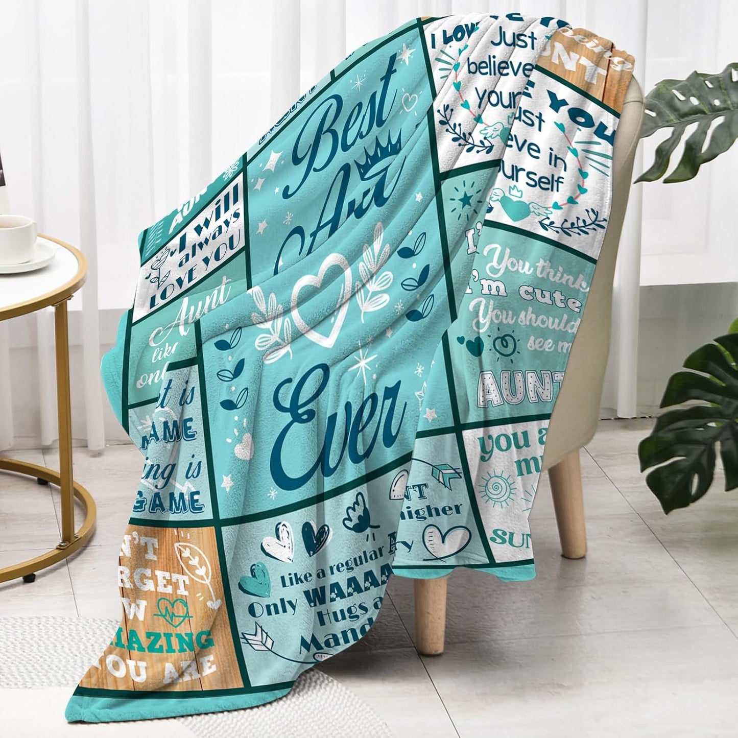 Blanket for Aunt Gifts, “Best Aunt Ever”, From Niece or Nephew, Birthday Christmas Holiday Graduation, Inspirational Motivational