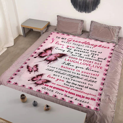 Gifts for Granddaughter Blanket - To My Granddaughter Never forget that I love you - From Grandparents, Birthday, Christmas, Everyday Encouragement, Inspirational