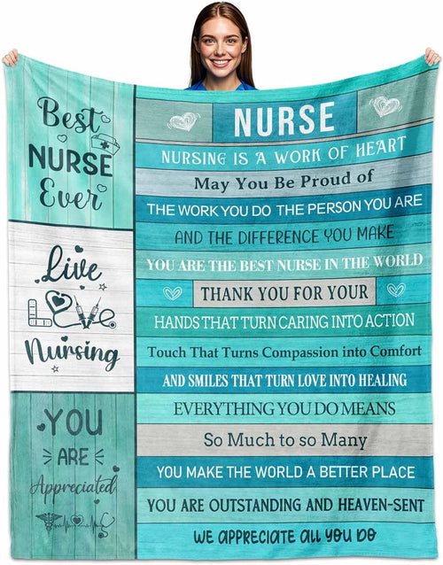 Gifts for Nurse Blanket, “Best Nurse Ever”, From Family Friends, Birthday Christmas Graduation Holiday, Inspirational Motivational